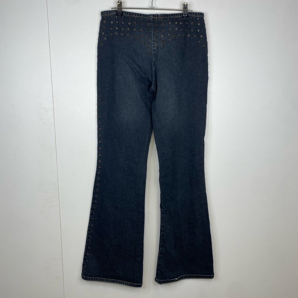 Liquid X Size 29-30 Y2K Vintage Low Rise Eyelet Flare Jeans - Picture 2 of 5